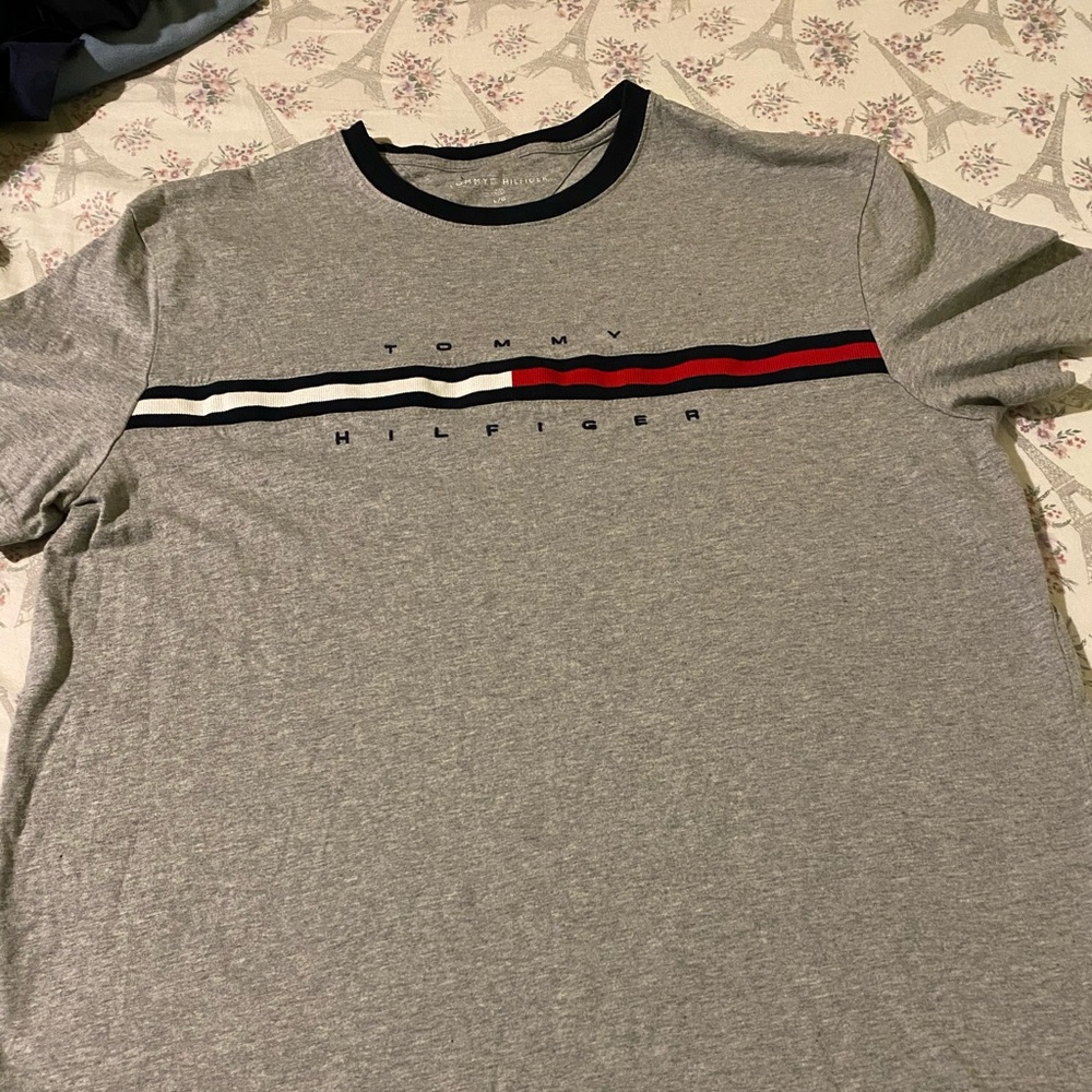 Tommy Hilfiger Men's Logo TShirt Grey Short Sleeve